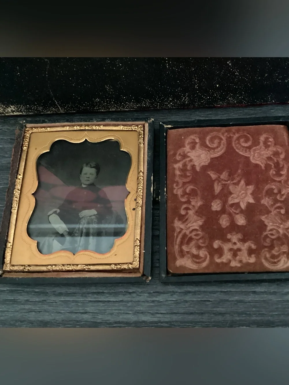 Antique Civil War Victorian Era Brass Daguerreotype photograph Mid-19th Century
